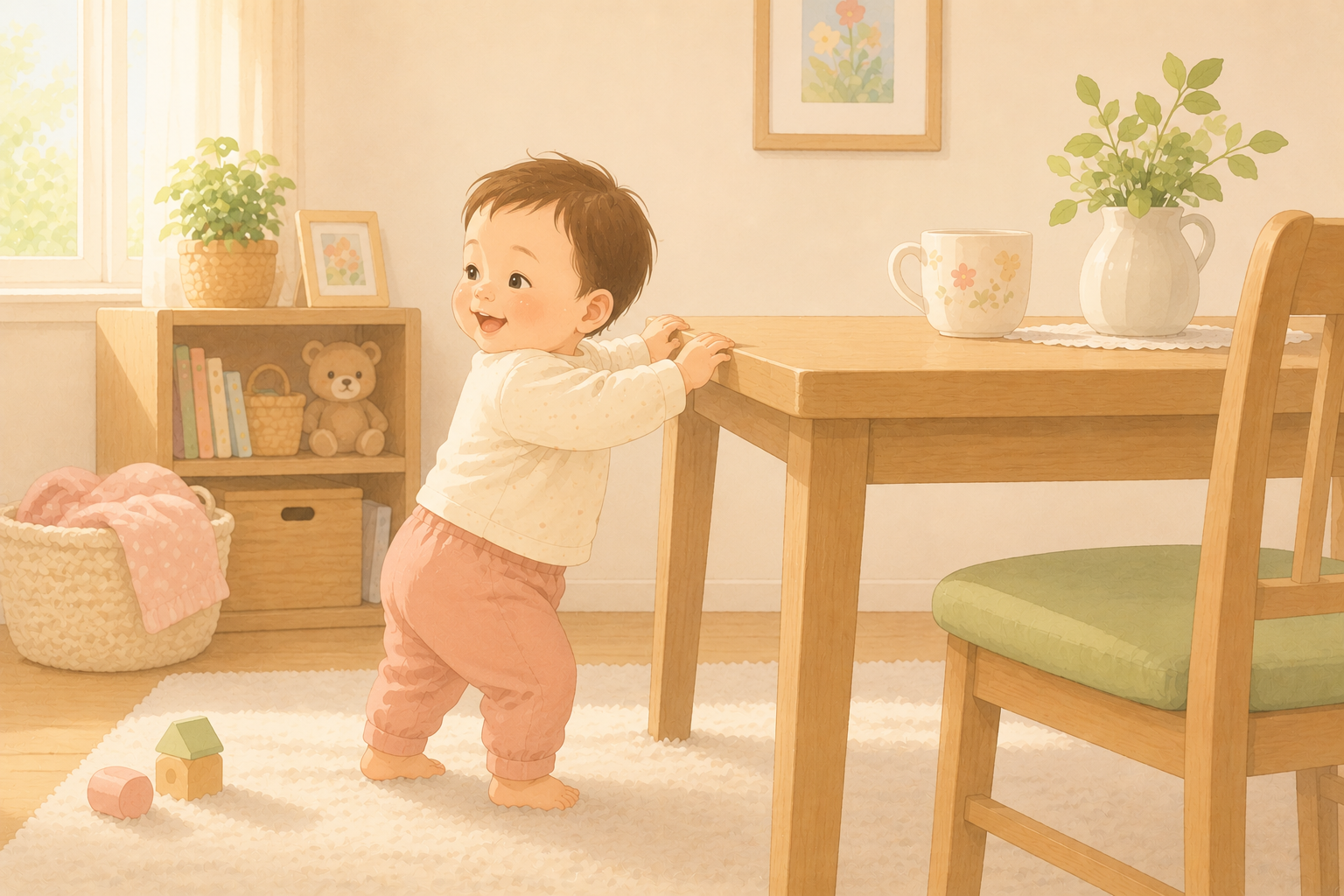 ハイハイで素早く移動する赤ちゃんのイメージ