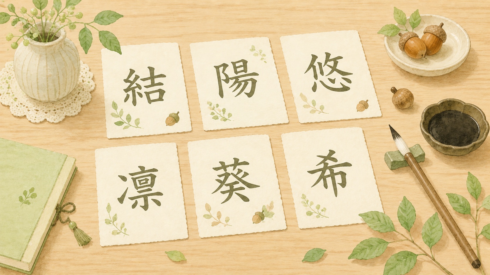 漢字の候補を並べて名前を選ぶイメージ