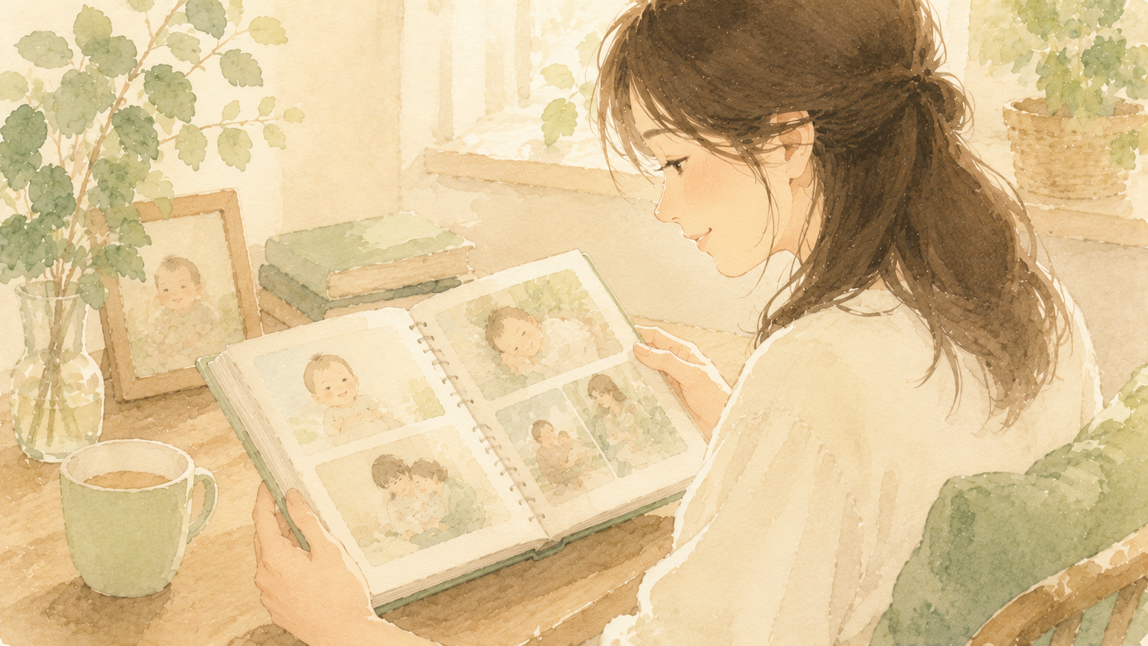 赤ちゃんの表情をやさしく見つめる親