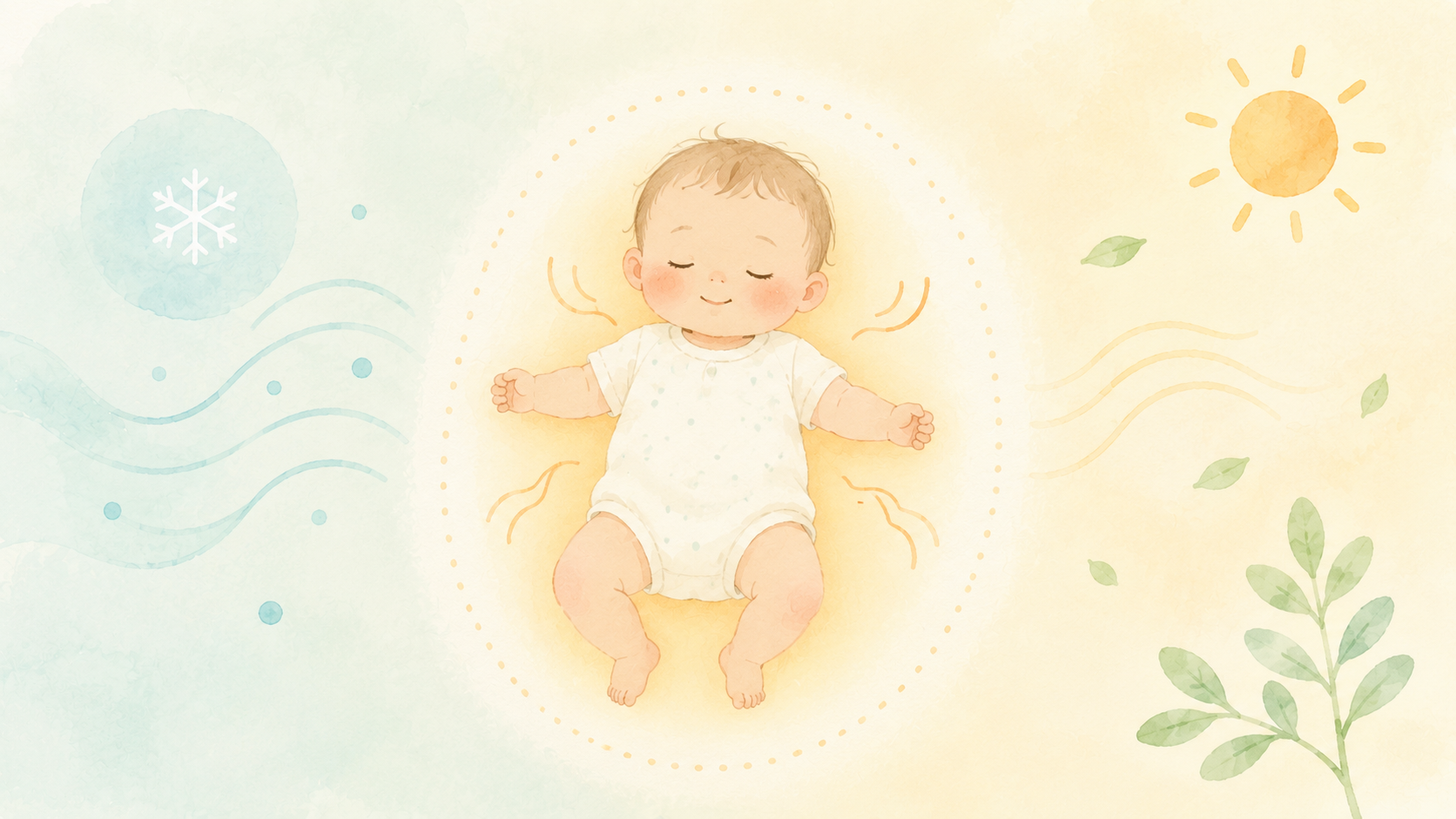 赤ちゃんの体温調節機能を説明するイラスト